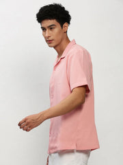 Men Peach Solid Casual Casual Shirts-AGASTHYA-1589-Peach