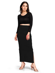Women's Black Lycra High Rise Saree Shapewear-18-PL-BLACK