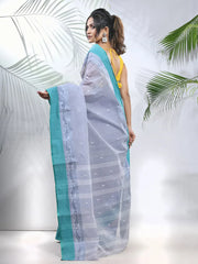 Light Grey Pure Cotton Tant Saree With Woven Designs-MA51TT43470118