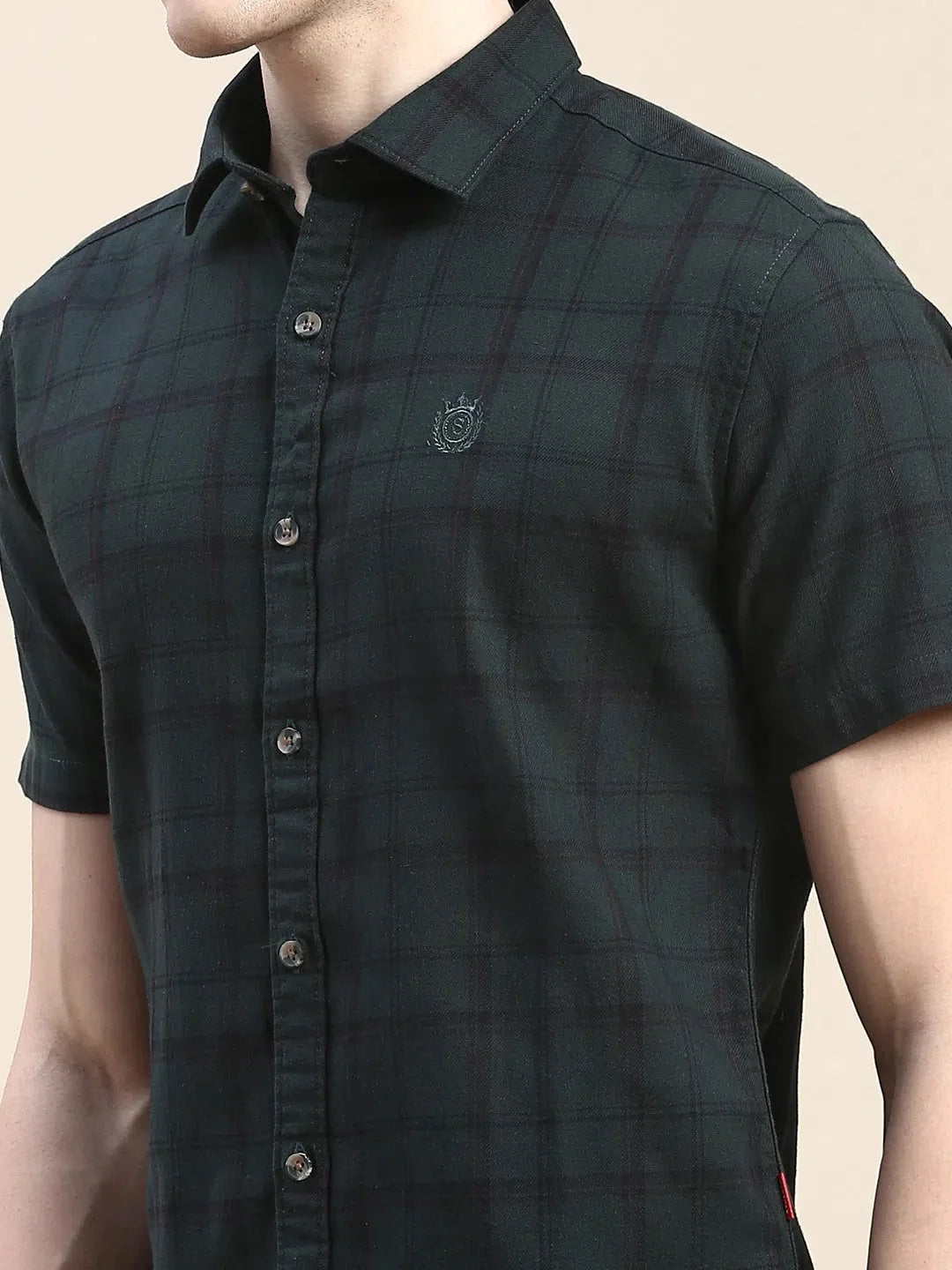 Stylish Green Checked Mens Shirt | DesiQlo Cotton Casual Shirt