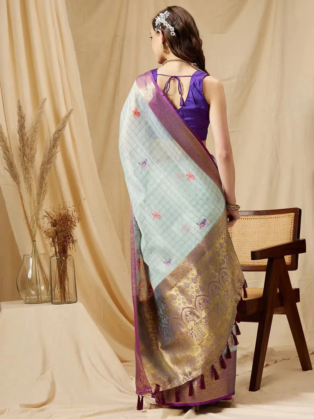 Floral Polyester Saree | Indian Sari for Autumn