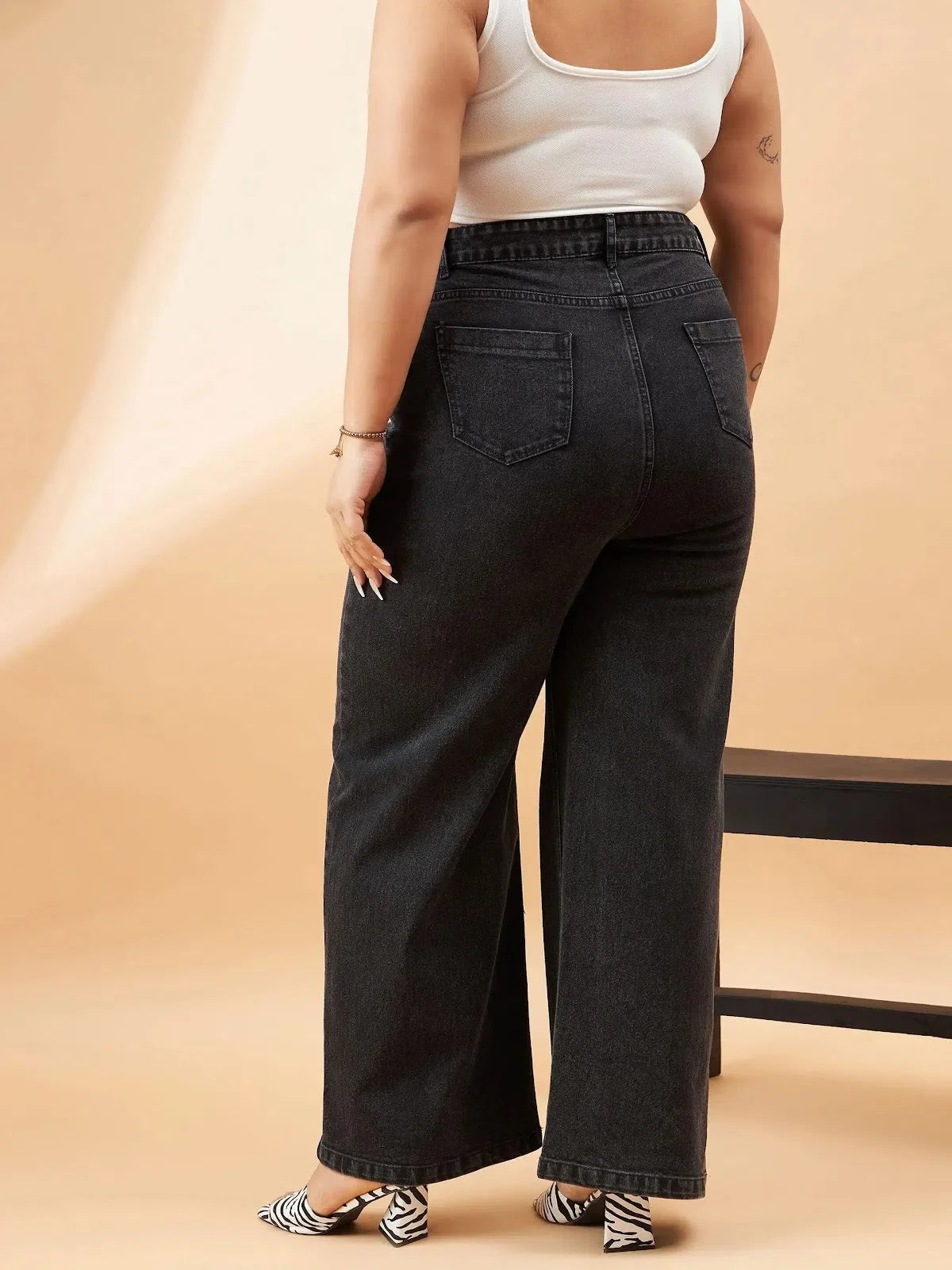 Acid Wash Knee Slash Jeans - Women's Lehenga Alternative