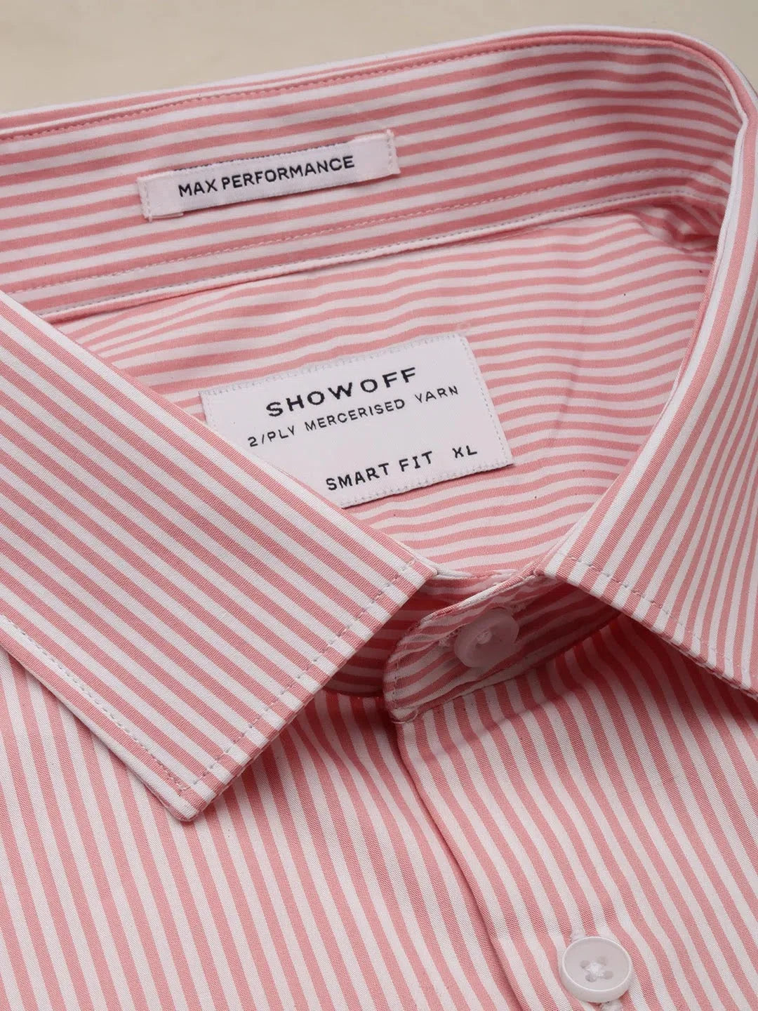 Peach Striped Formal Shirts for Men | DesiQlo Cotton Shirt