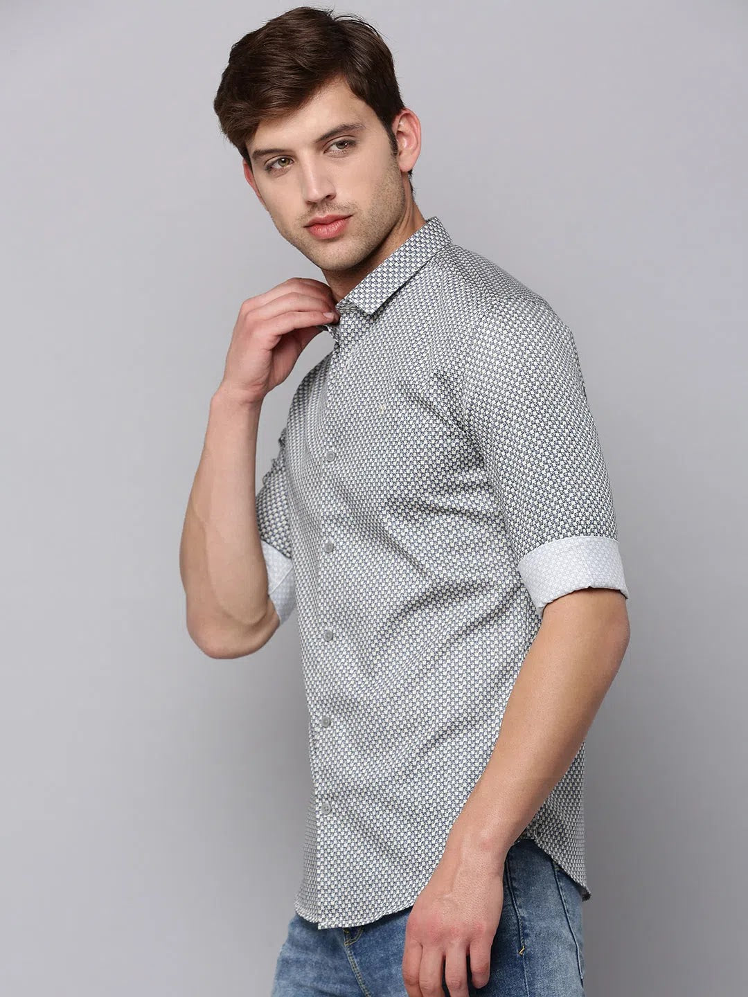Cream Printed Mens Shirt - Stylish Cotton Casual Shirt