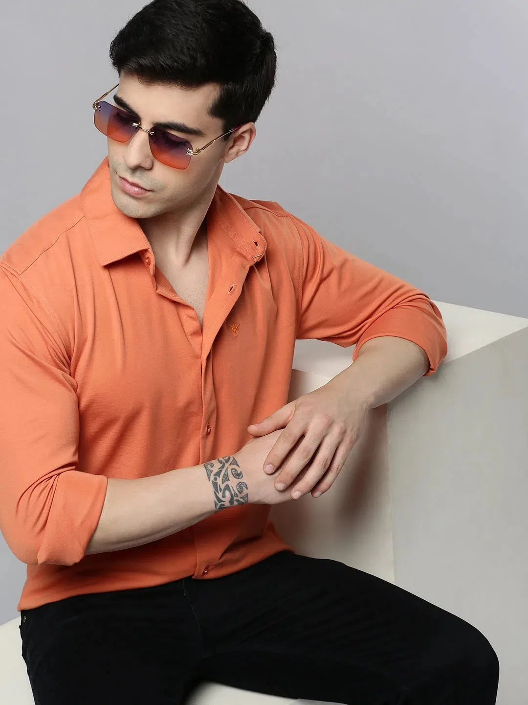 Coral Solid Mens Shirt - Casual Cotton Shirt | DesiQlo