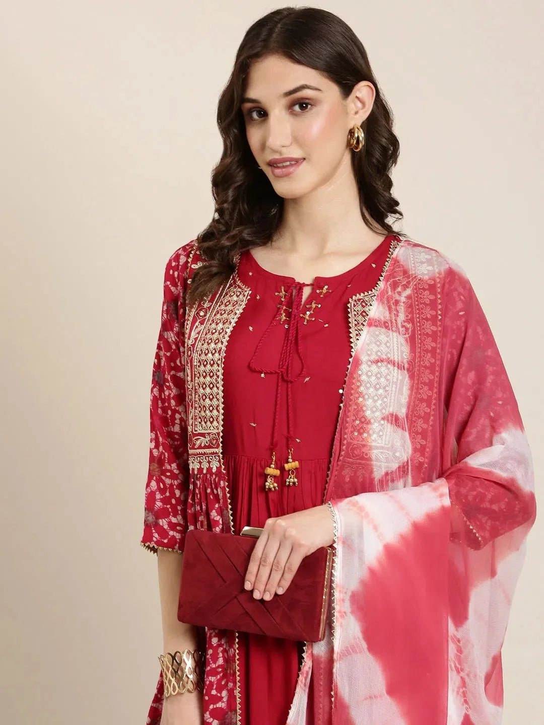 Fuchsia Floral Anarkali Kurti | Women's Anarkali Suit