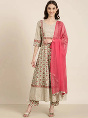 Women Sea Green Floral Kurta Set-HO-904-1eagreen