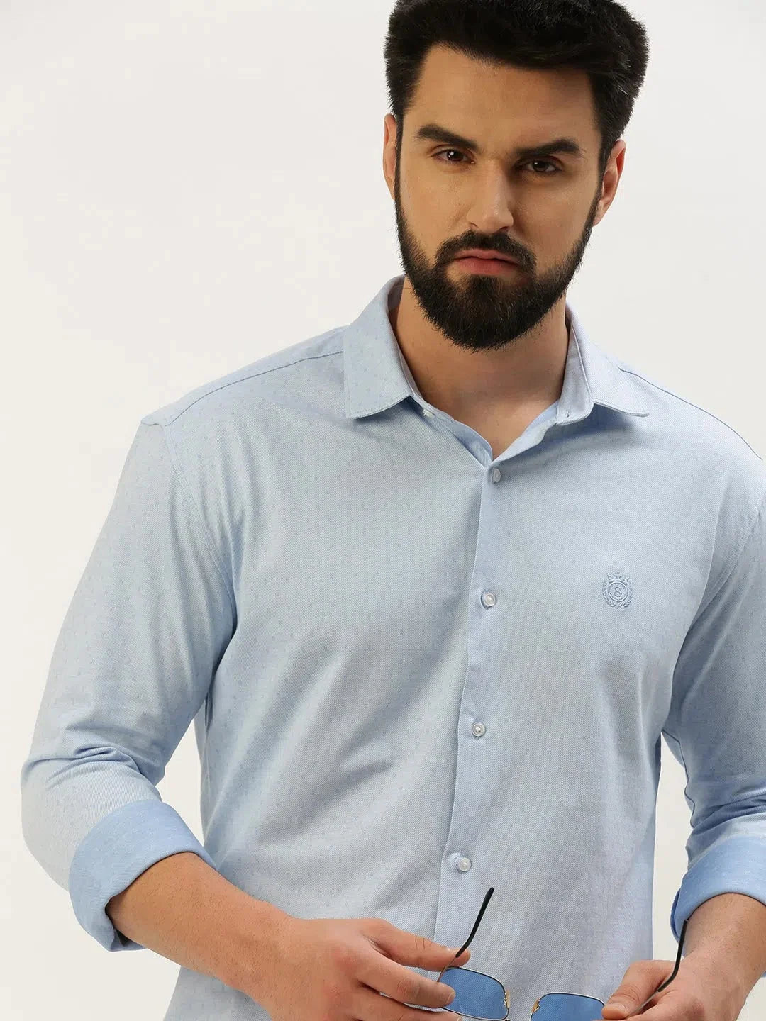 Blue Solid Cotton Mens Shirt - Casual & Stylish Cotton Shirt