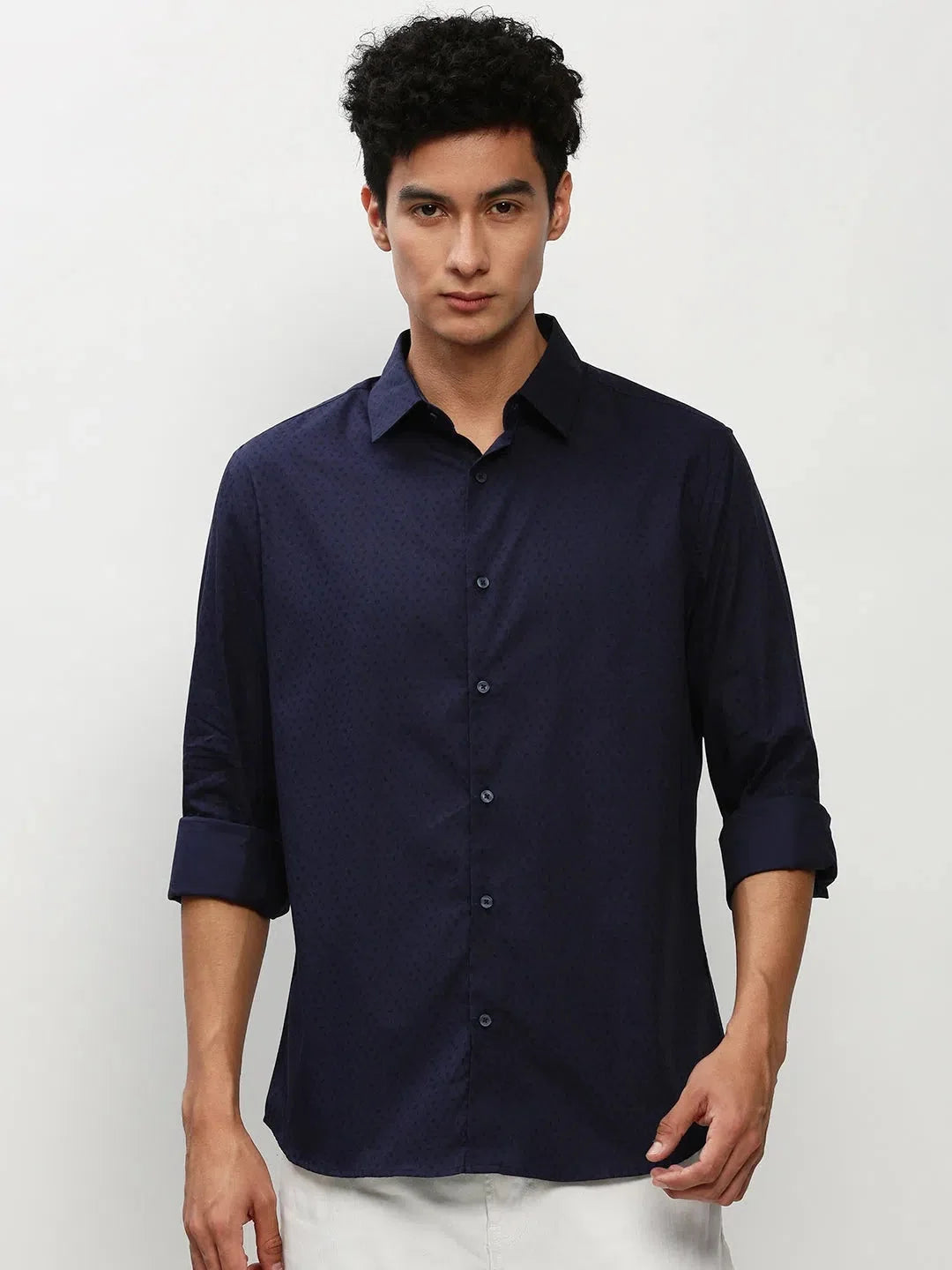 Men's Navy Printed Shirt - Casual Cotton Printed Shirt Online