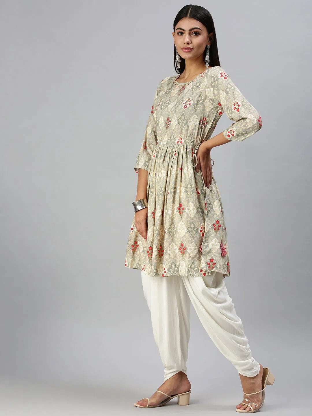 Grey Printed Cotton Kurta Set | Indian Designer Kurta Sets