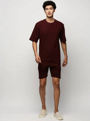 Men Maroon Solid Casual Co ords-AR-CD-11-Maroon