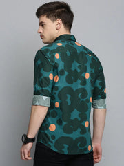 Men Green Colourblock Casual Shirt-GRADEPRINT-4147-Green