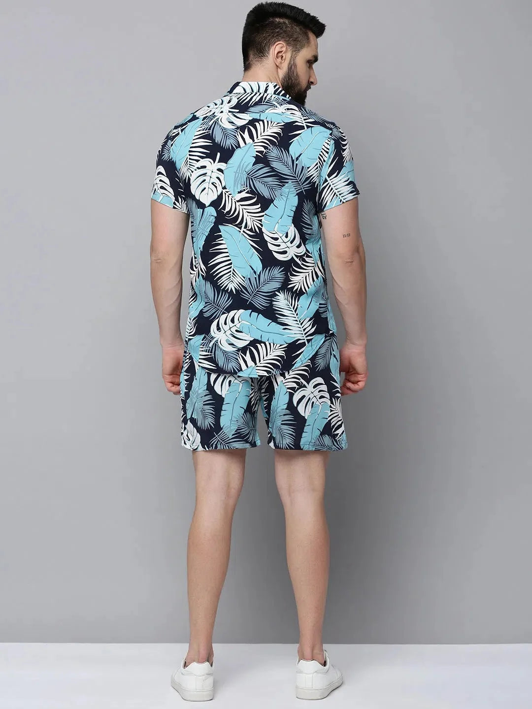 Navy Printed Cotton Casual Co Ord Sets Men | Showoff