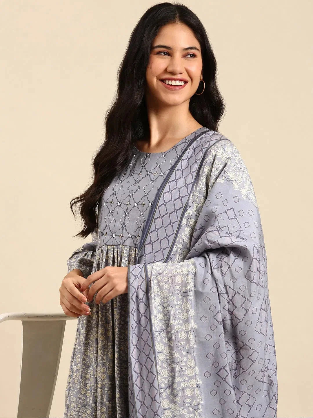 Women's Blue Printed Kurta SetKC-918-Blue