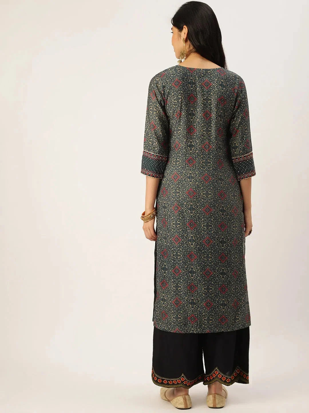 Green Printed Cotton Indian Kurta for Women | DesiQlo Fashion