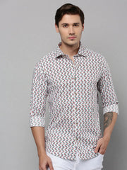 Men White Printed Casual Shirt-RTRPRINT-4840-White