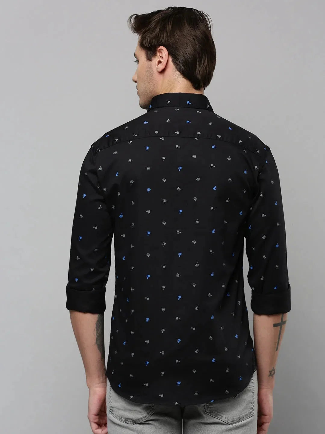 Black Printed Cotton Shirt - Trendy Mens Shirt Collection