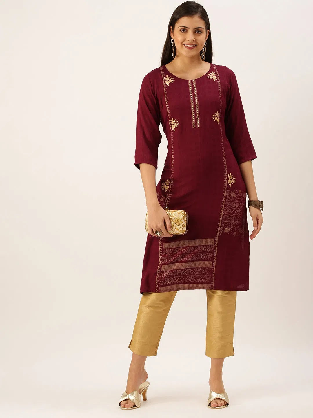 Magenta Printed Kurta | Stylish Women's Short Kurti Online