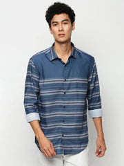Men Blue Striped Casual Casual Shirts-IMPORTEDSTRIPE-5471-Blue