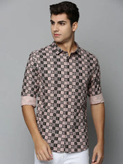 Men Peach Printed Casual Shirt-HARPERPRINT-1690-Peach