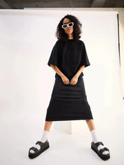 Women Black Oversized T-Shirt Dress