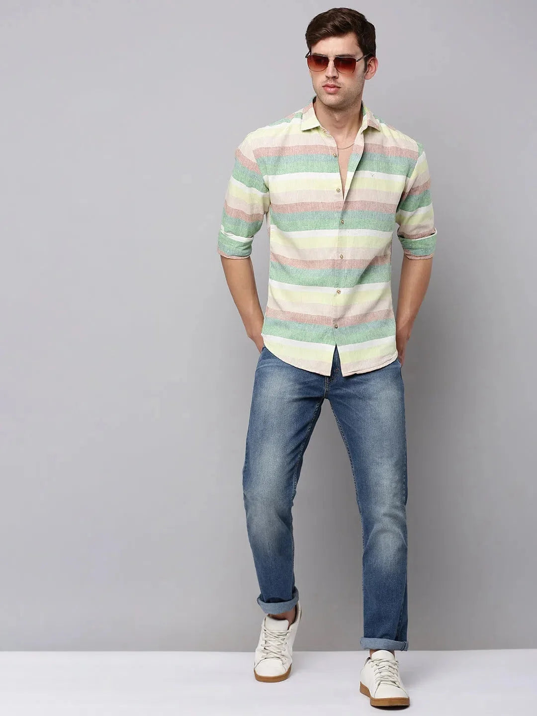 Multi Striped Mens Shirt - Cotton Casual & Beach Shirts