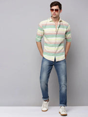 Men Multi Striped Casual Shirt-CASINOSTIPELINEN-3463-Multi