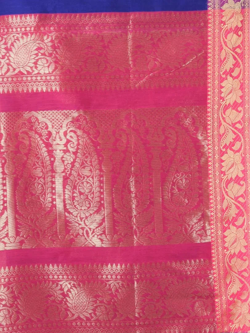 Sapphire Blue Handwoven Cotton Saree – Exclusive Designer Sarees India