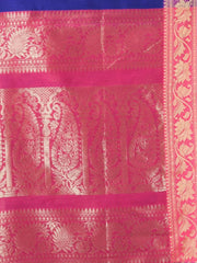 Navy Blue Cotton Saree With Ethnic Motifs-MA66BCT431080055