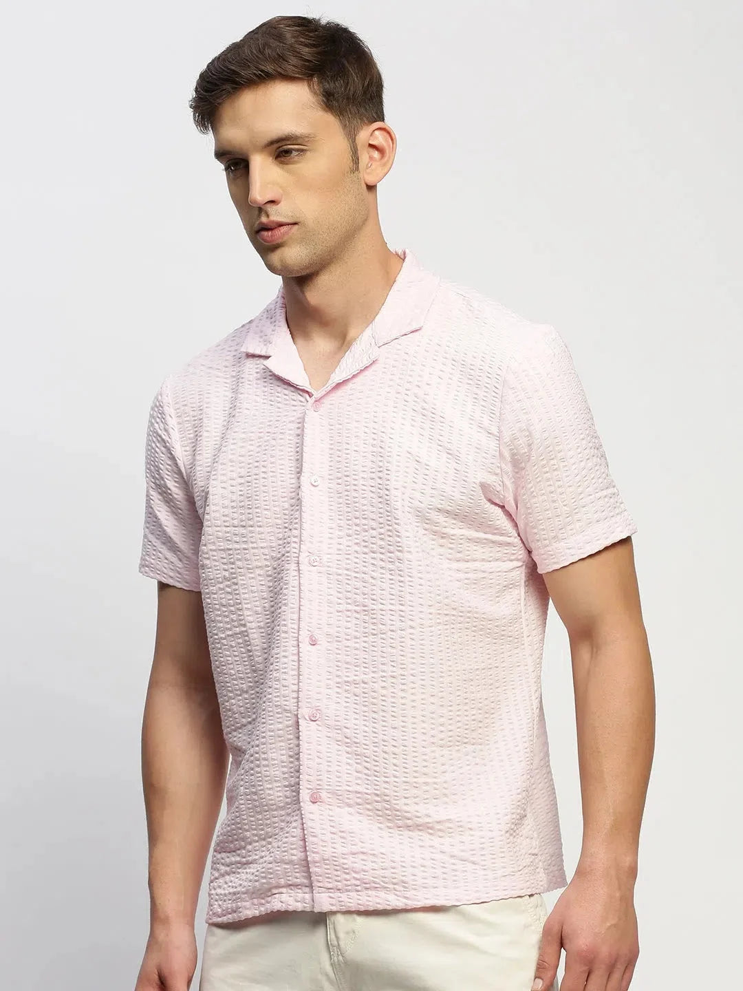 Men's Pink Solid Cotton Shirt | DesiQlo Formal Shirts