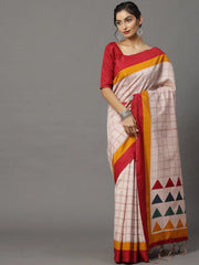 Women's Bhagalpuri Cream Printed Designer Saree With Blouse Piece-18WOM18901