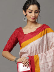 Women's Bhagalpuri Cream Printed Designer Saree With Blouse Piece-18WOM18901