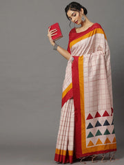 Women's Bhagalpuri Cream Printed Designer Saree With Blouse Piece-18WOM18901