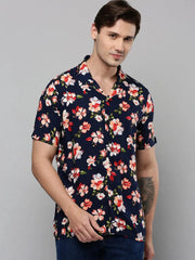Men Navy Printed Casual Shirt-RESORTPRINT-5290-Navyblue
