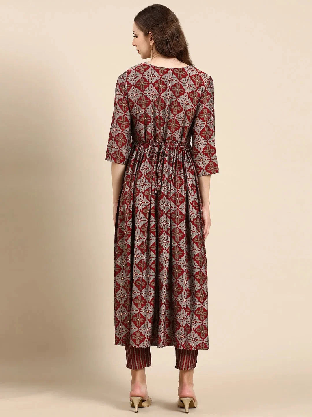 Maroon Printed Kurta Set | Women's Indian Kurta Sets