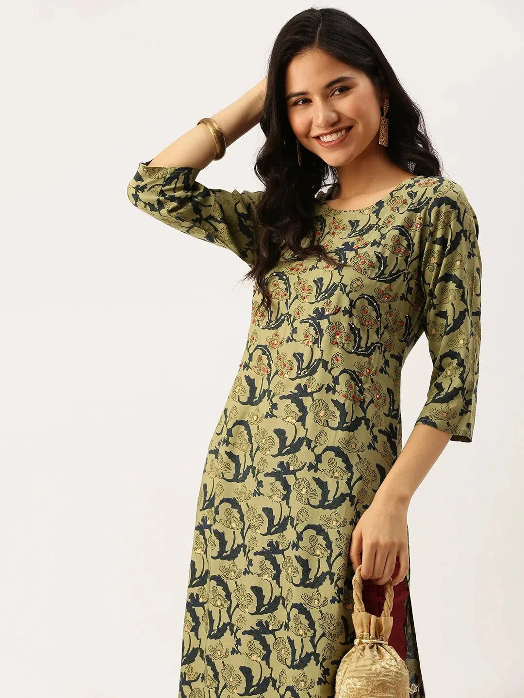 Green Printed Cotton Kurtas - Latest Indian Kurta Collection