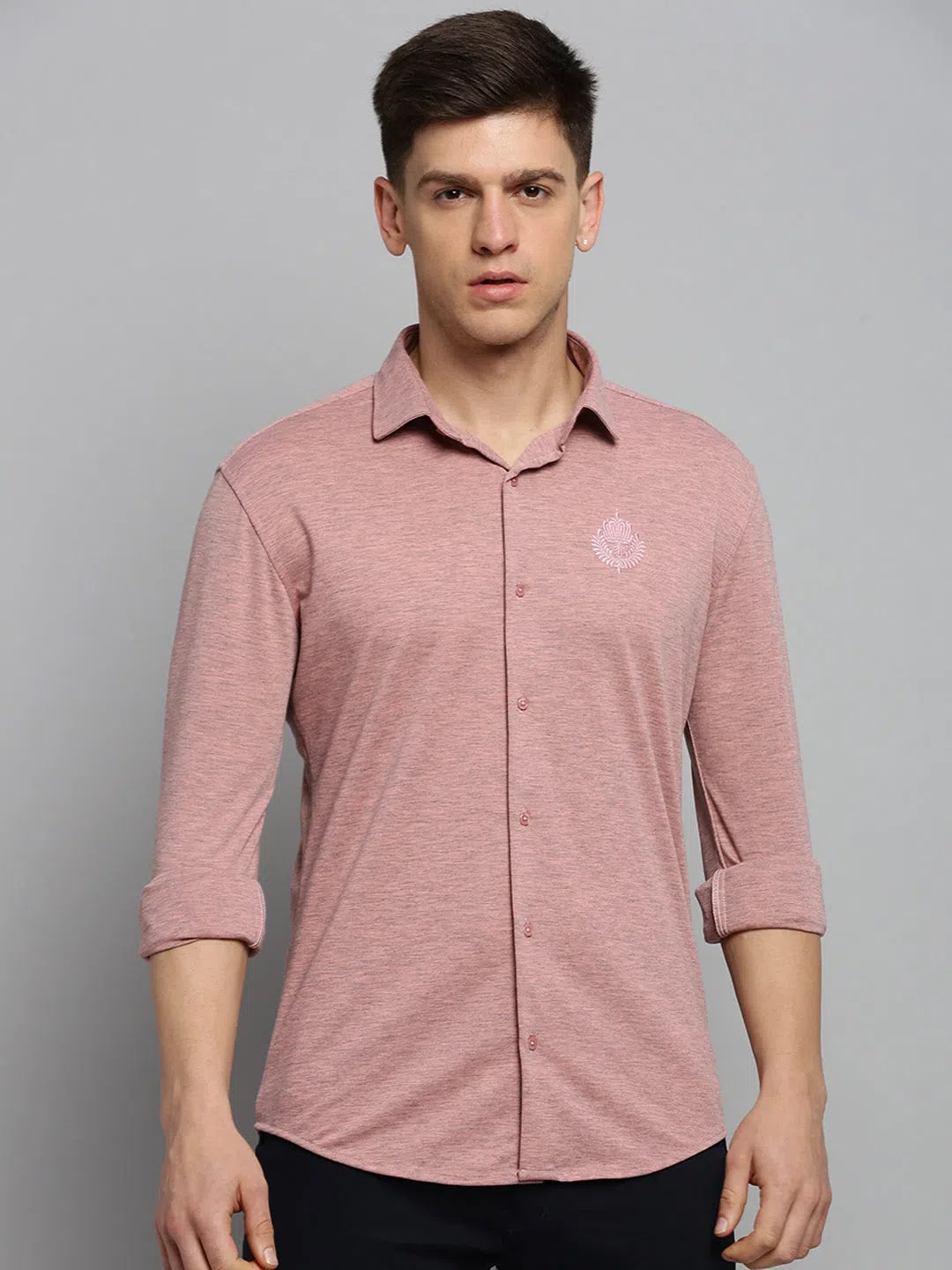 Wholesale Men Pink Solid Casual Shirt