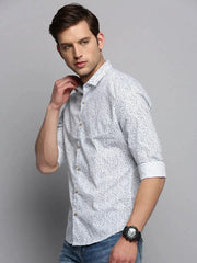 Men White Printed Casual Shirt-BRITANNICKPRINT-3017-White