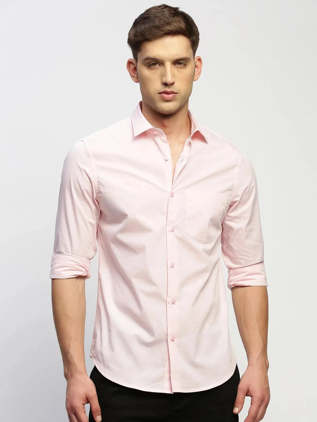 Pink Solid Cotton Mens Shirt | DesiQlo Trendy Formal Shirts