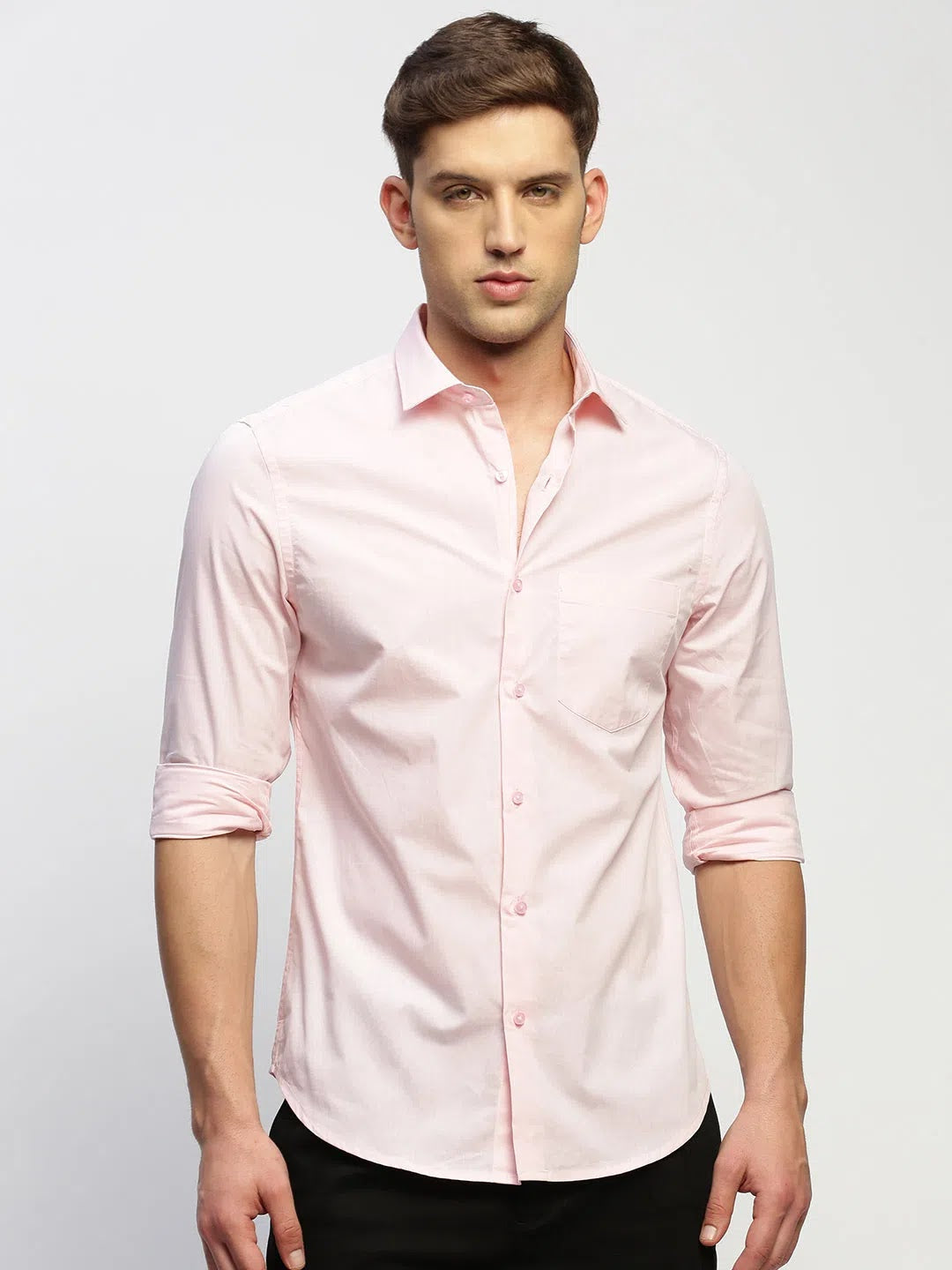 Pink Solid Cotton Mens Shirt | DesiQlo Trendy Formal Shirts