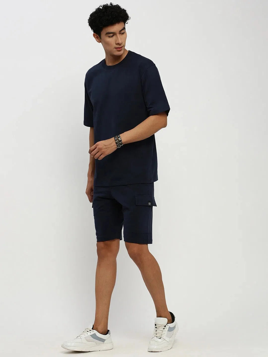 Navy Solid Mens Co ord Sets | Cotton Two Piece Sets