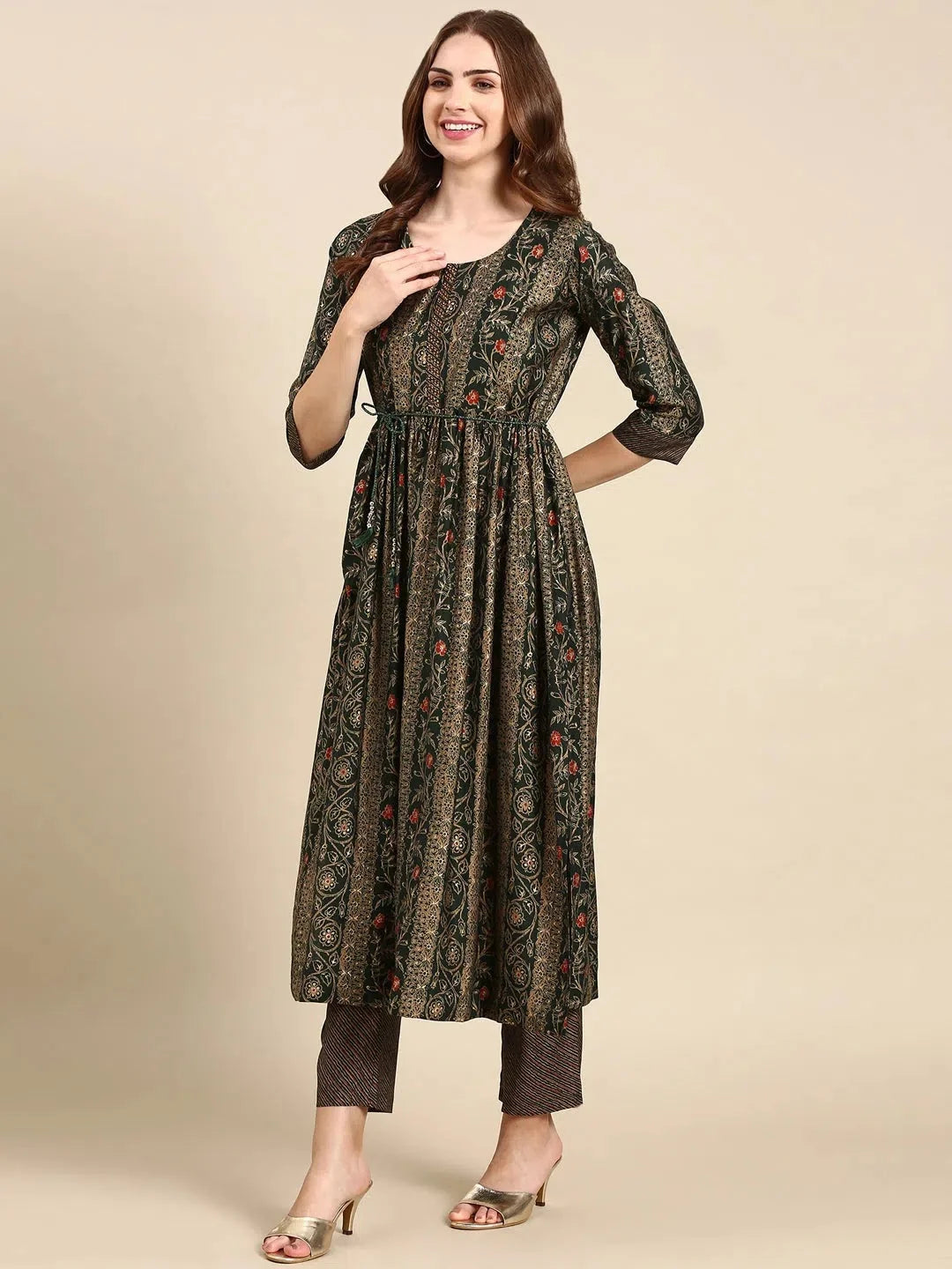 Green Printed Kurta Set | Stylish Women's Indian Kurta Sets