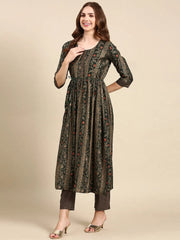 Women's Green Printed Kurta SetKC-945-Green