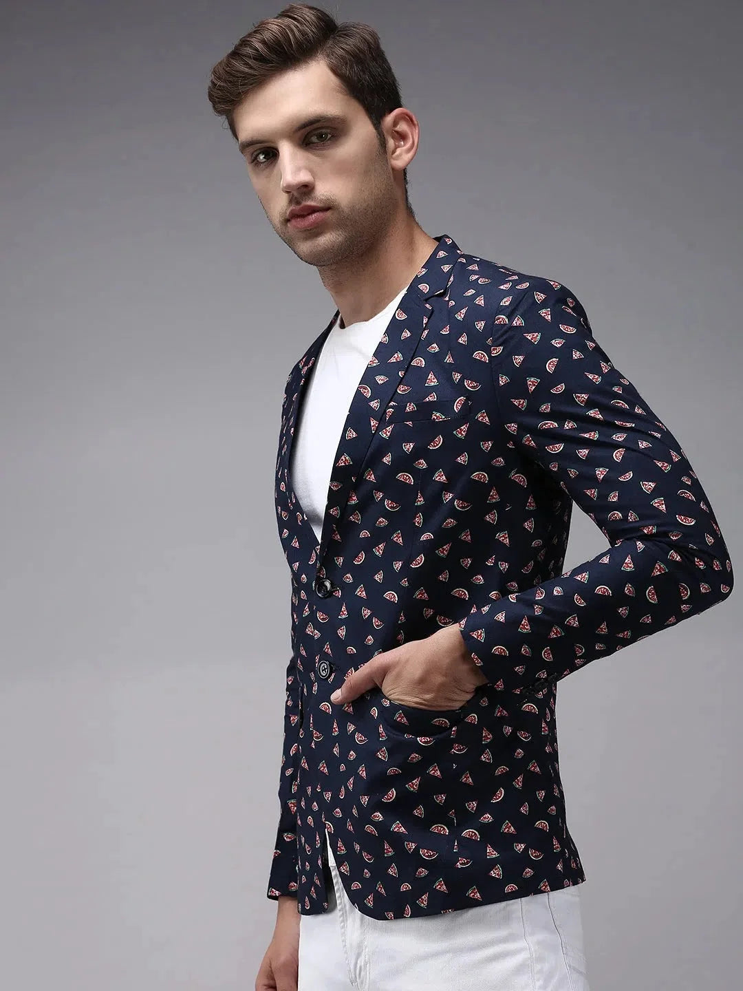 Stylish Men's Blue Printed Blazer - Nehru Jacket Collection