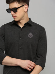 Men Grey Solid Casual Shirt-FORDKNITS-4470-Greymelange