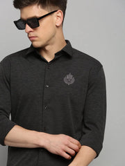 Men Grey Solid Casual Shirt-FORDKNITS-4470-Greymelange