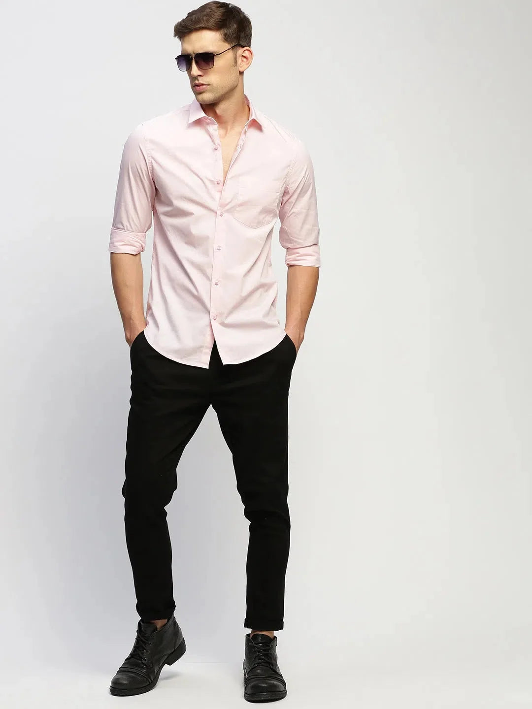 Pink Solid Cotton Mens Shirt | DesiQlo Trendy Formal Shirts