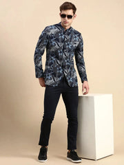 Men Navy Printed Party Blazer-SOBLZ-79-20-Navyblue