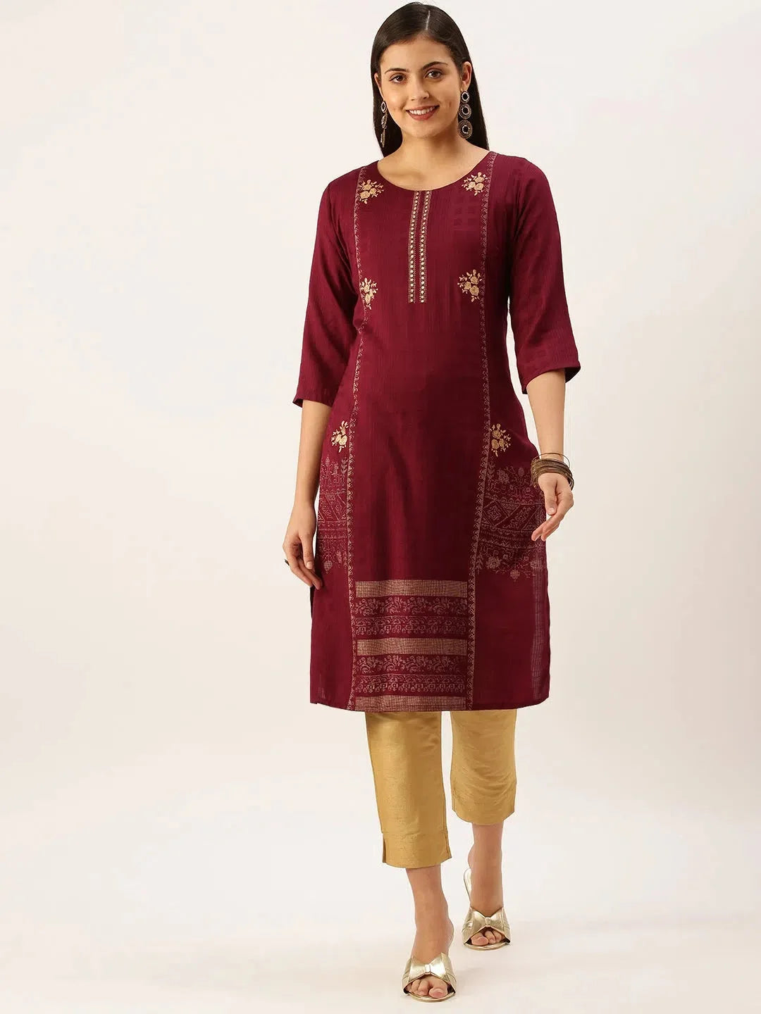 Magenta Printed Kurta | Stylish Women's Short Kurti Online