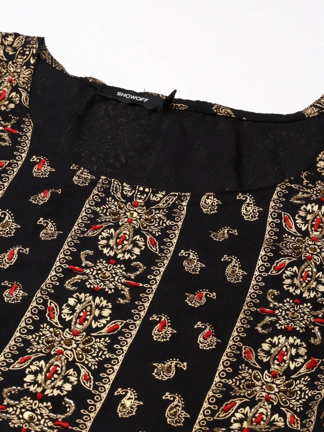 Black Printed Anarkali Kurta for Women - Cotton Anarkali Gown